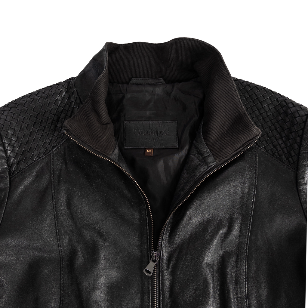 Conbipel Italy Genuine Leather Zip Jacket | M | Black