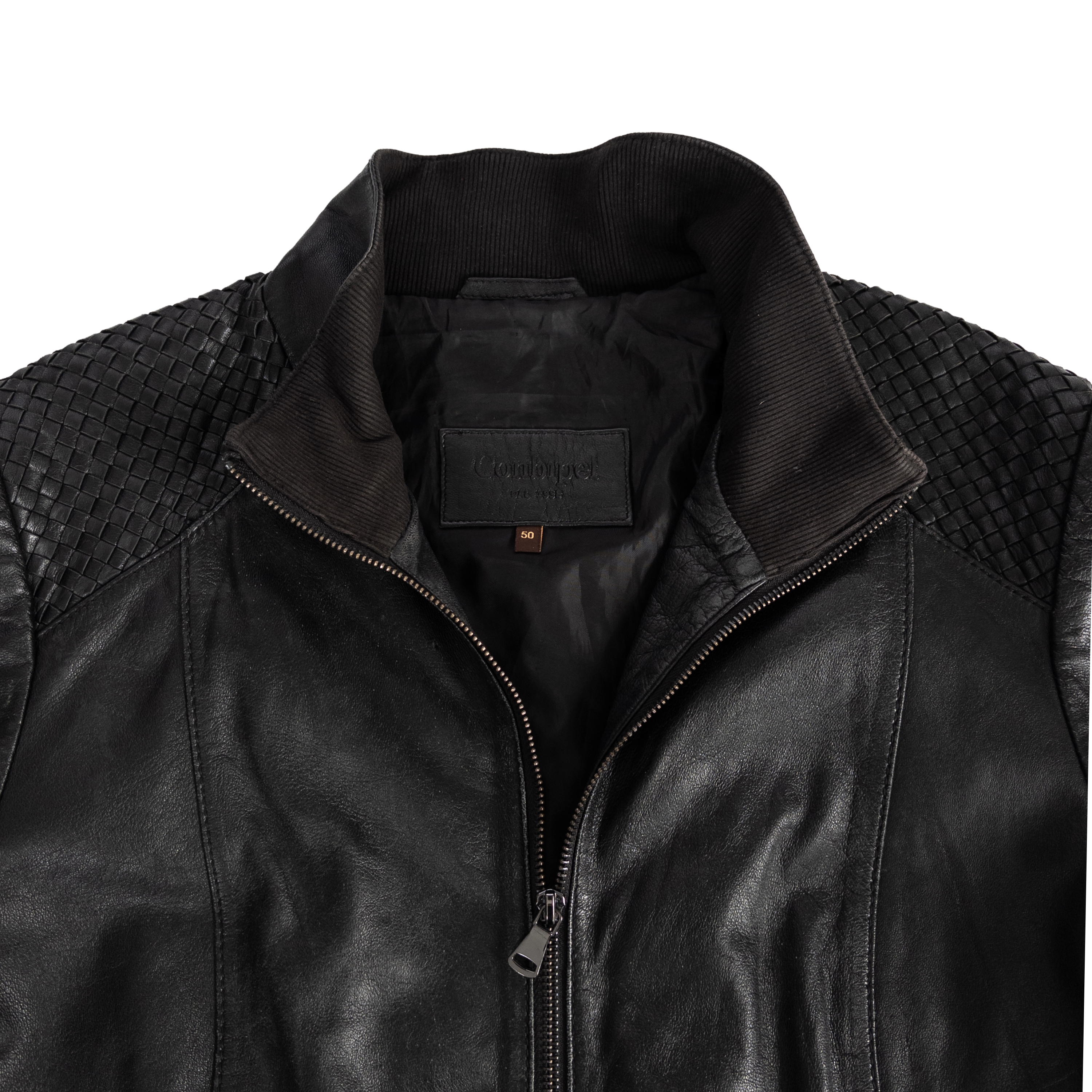 Conbipel Italy Genuine Leather Zip Jacket | M | Black