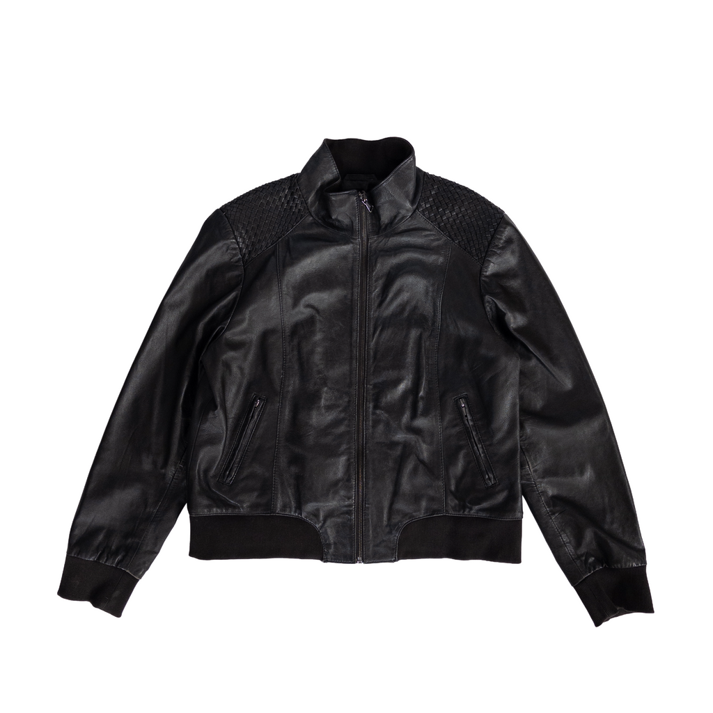 Conbipel Italy Genuine Leather Zip Jacket | M | Black
