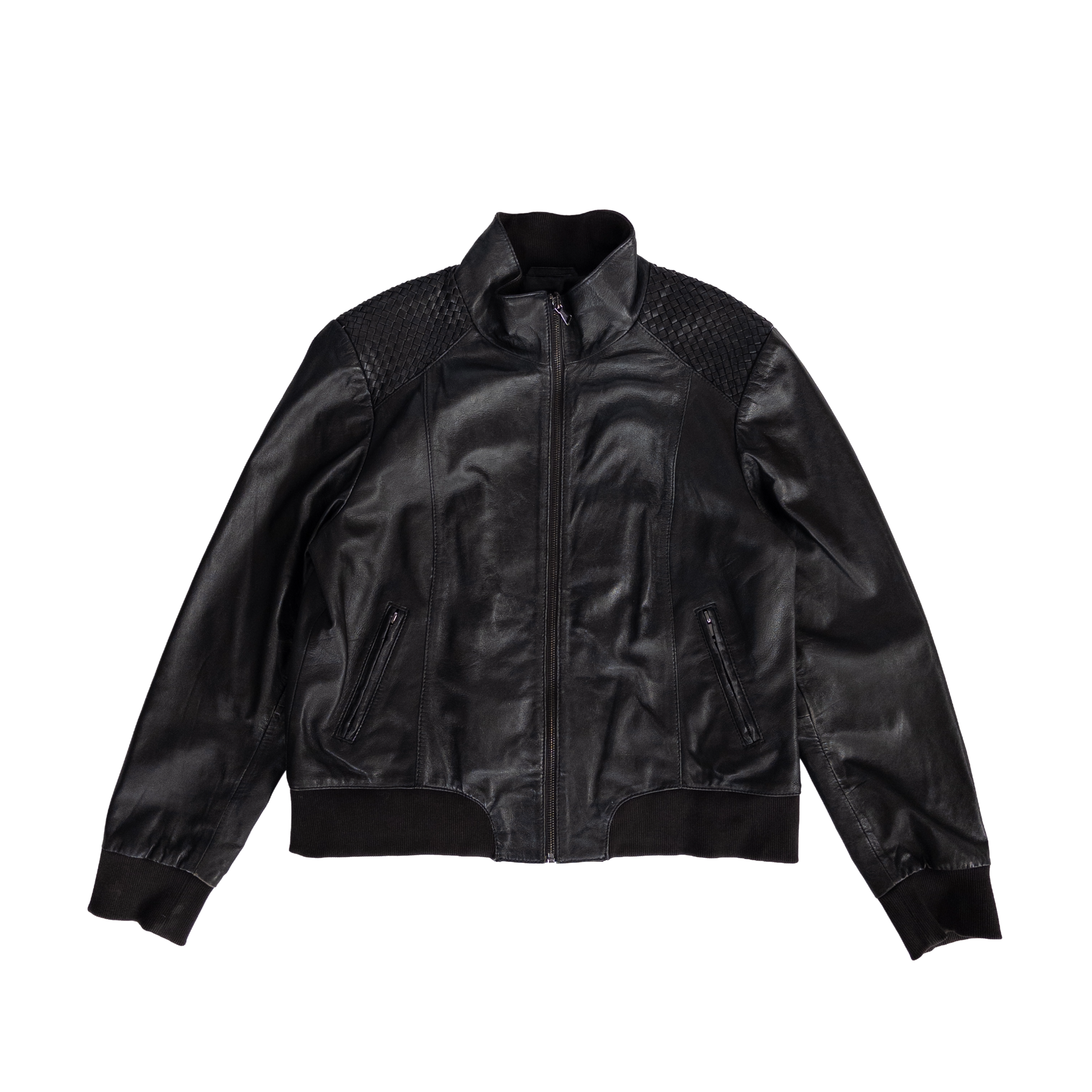 Conbipel Italy Genuine Leather Zip Jacket | M | Black