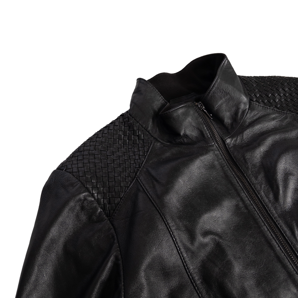 Conbipel Italy Genuine Leather Zip Jacket | M | Black