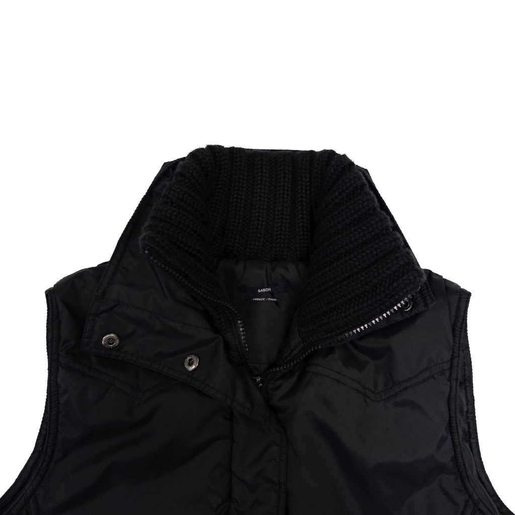 Sasch High Neck Zip Up Vest | S-M | Black