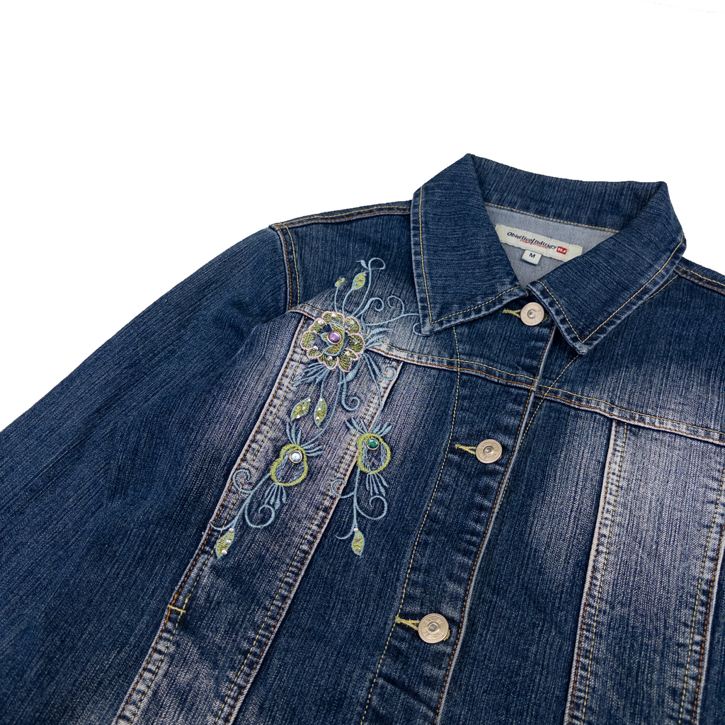 Obiettivo Industry Embroidered Denim Jacket | M-L | Mid Washed