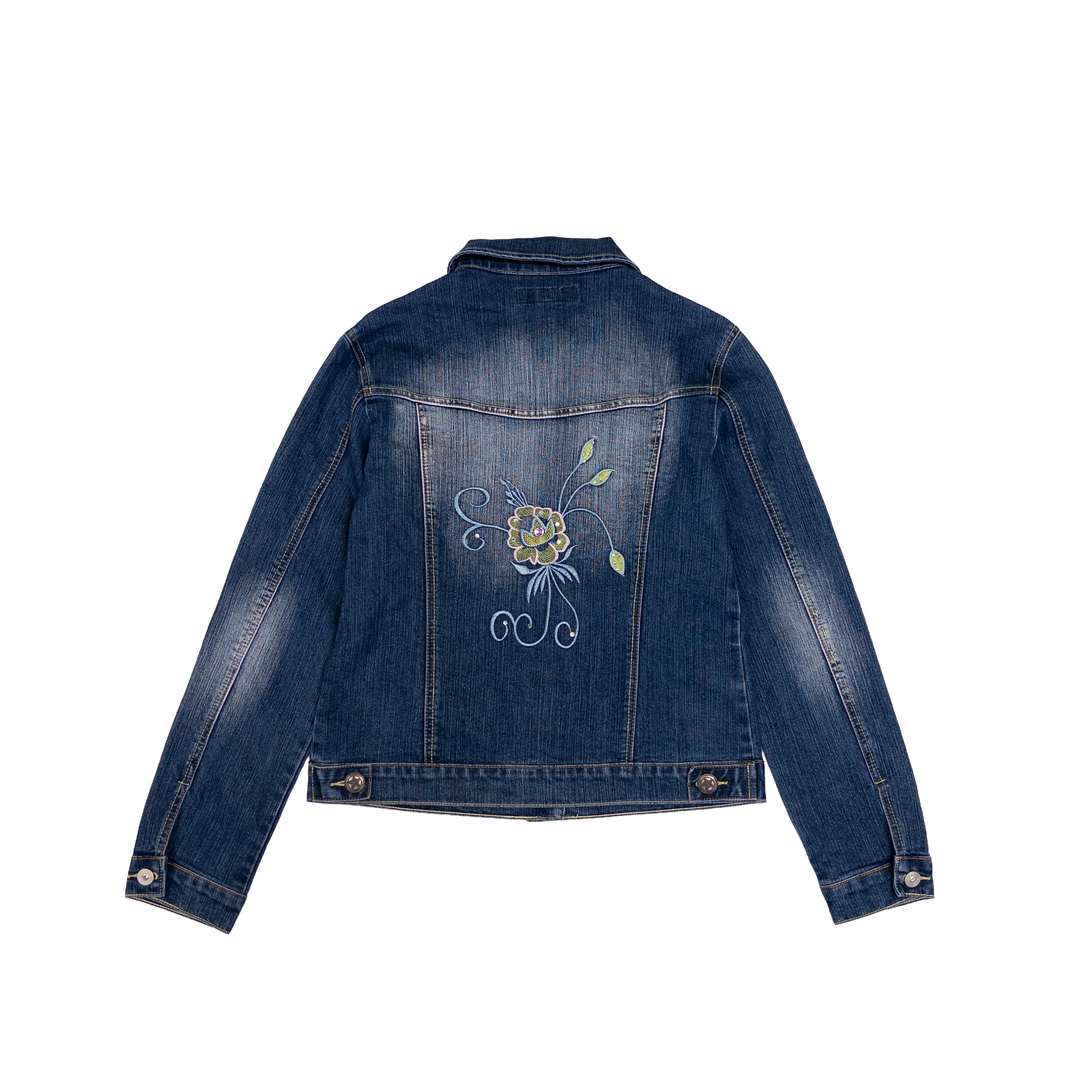 Obiettivo Industry Embroidered Denim Jacket | M-L | Mid Washed