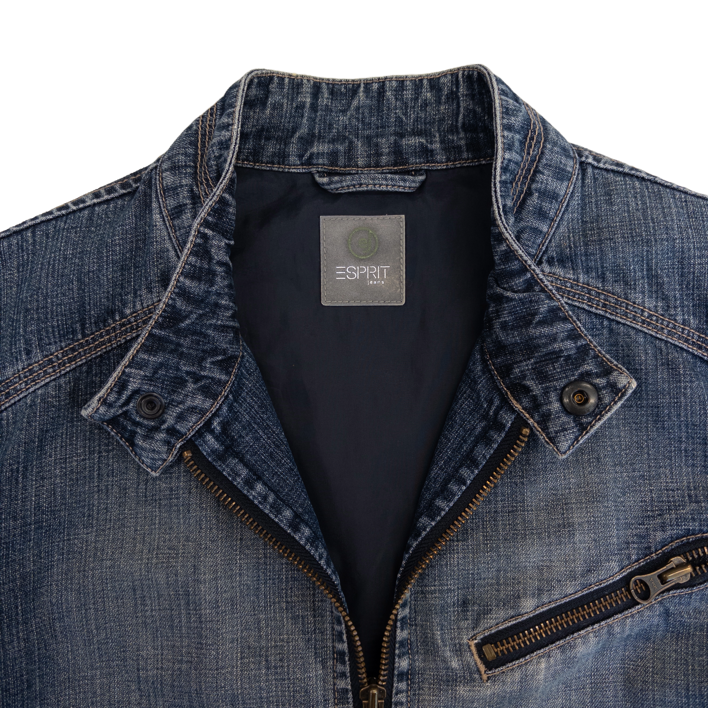 Esprit Denim Zip Jacket | Mid Wash
