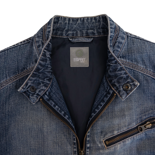 Esprit Denim Zip Jacket | Mid Wash