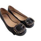 Prada Studs Leather Flats | 37.5 | Black