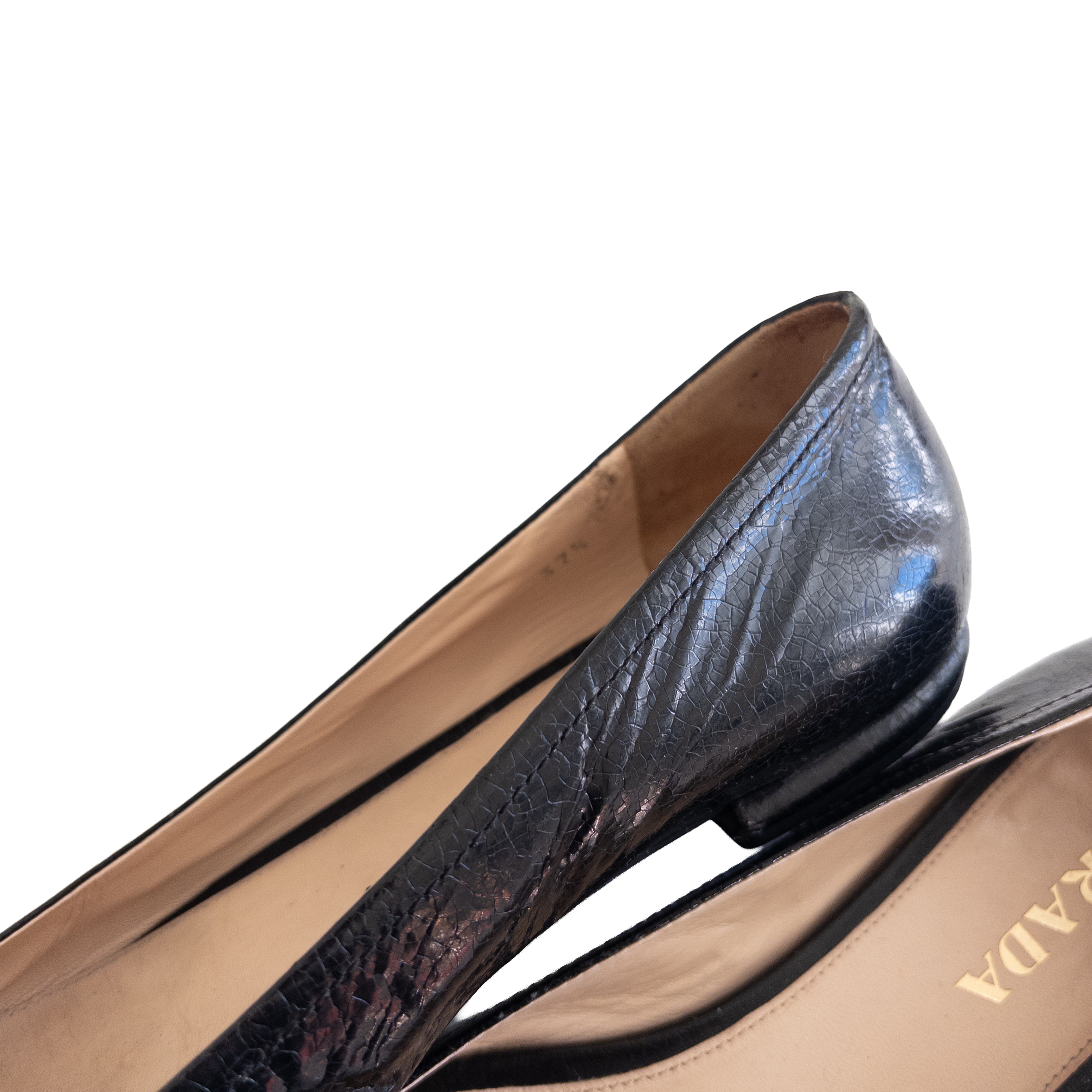 Prada Studs Leather Flats | 37.5 | Black