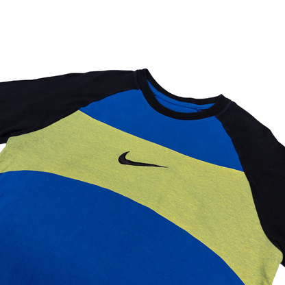 Nike Colour Block Swoosh T-Shirt | M-L | Blue