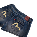Evisu Low Rise Denim Shorts | 27 | Mid Washed
