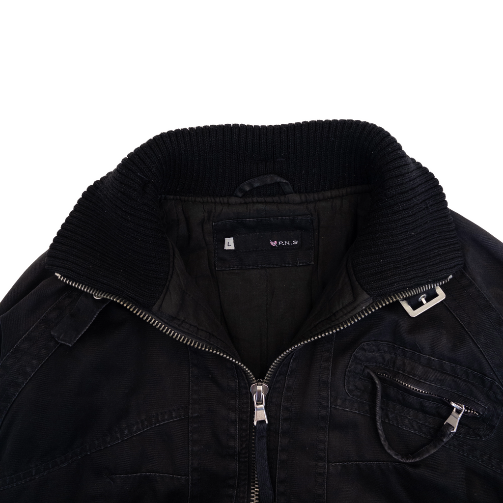 High Neck Bomber Jacket | Black