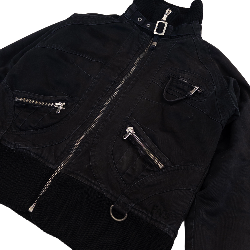 High Neck Bomber Jacket | Black