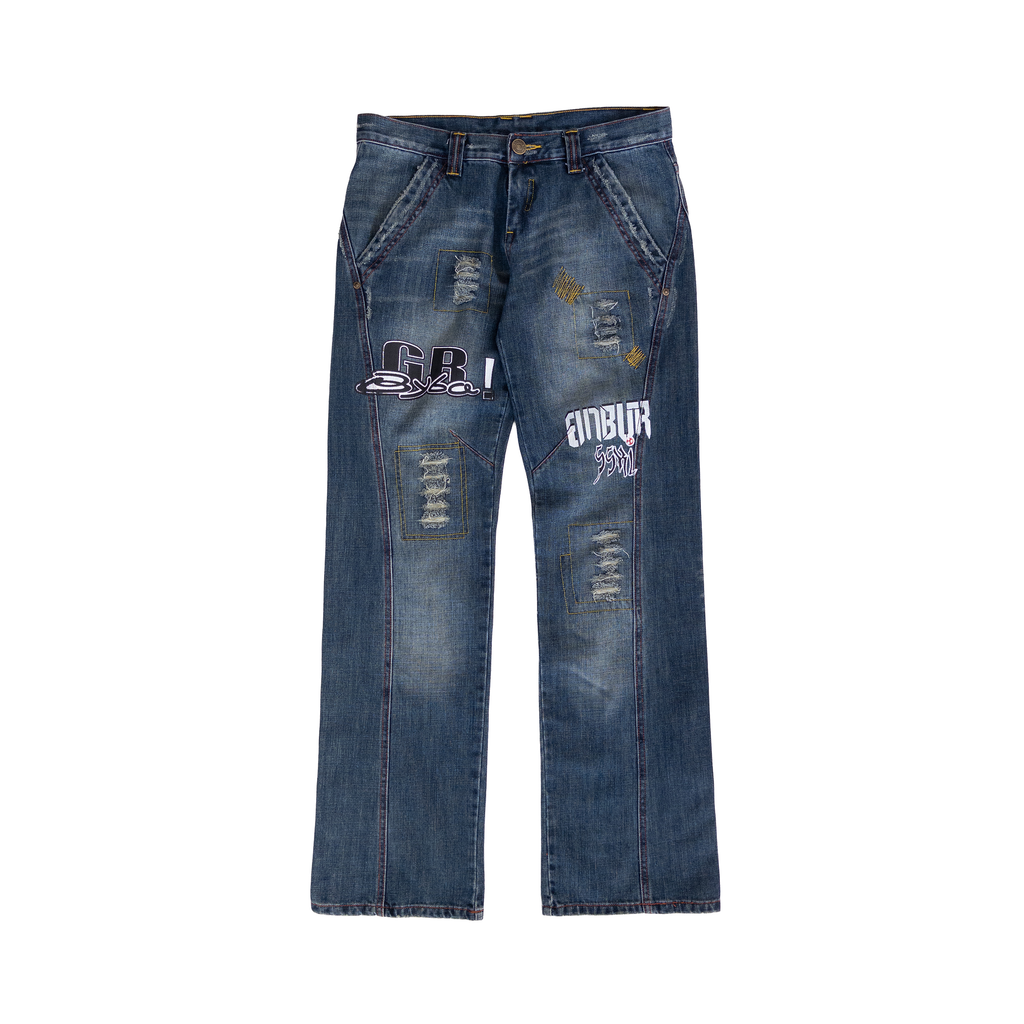 GR Distressed Wide Jeans | 30 | Mid Washed