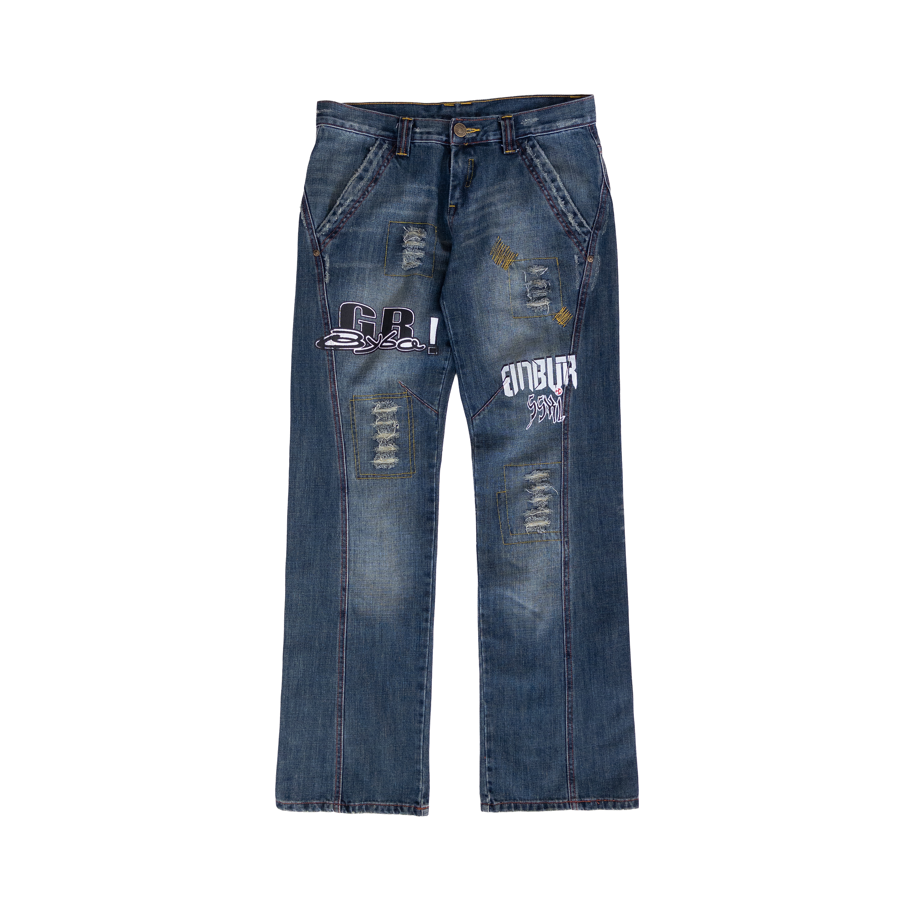 GR Distressed Wide Jeans | 30 | Mid Washed
