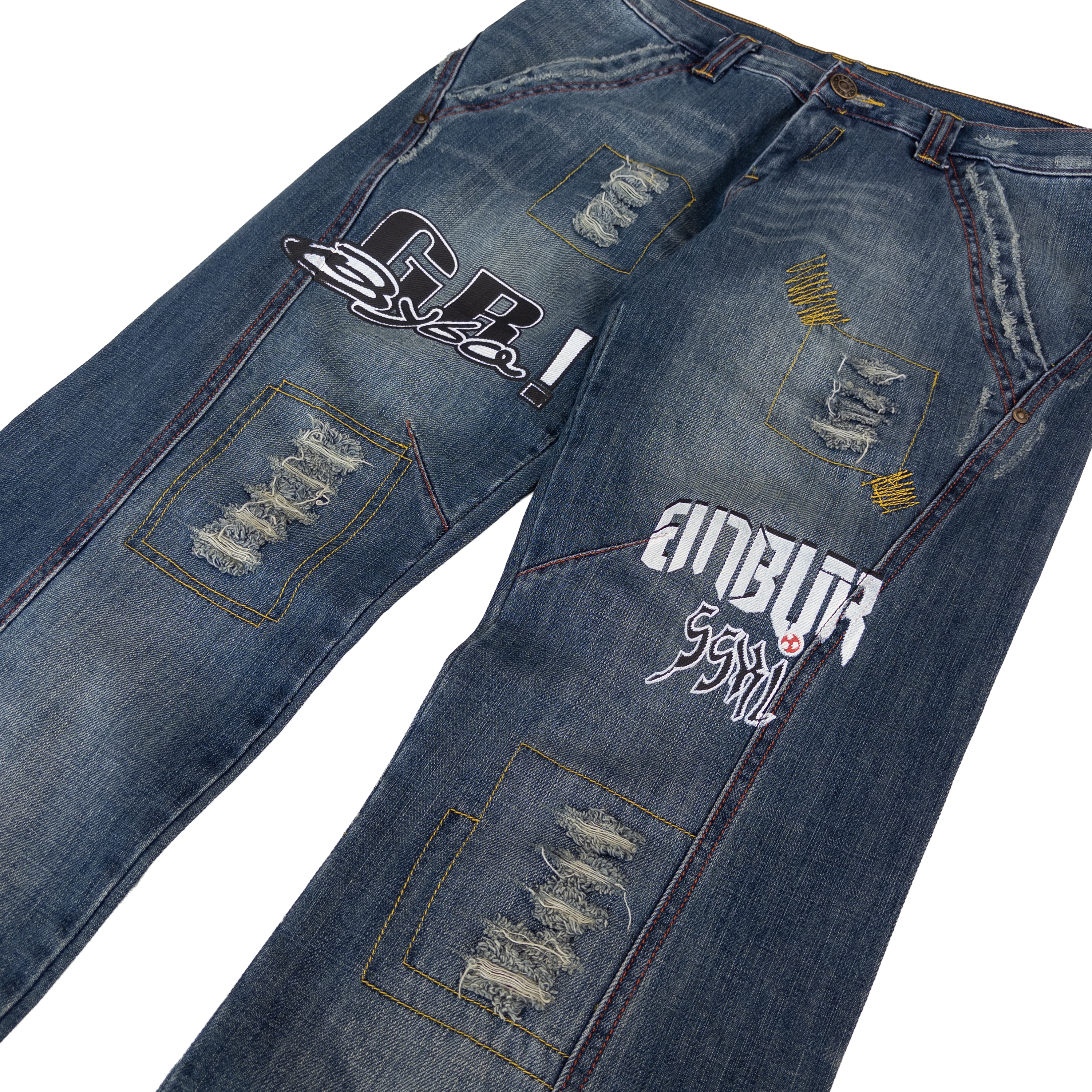 GR Distressed Wide Jeans | 30 | Mid Washed