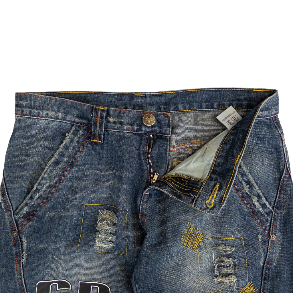 GR Distressed Wide Jeans | 30 | Mid Washed