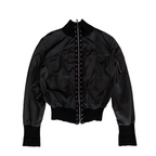 High Neck Zip Nylon Jacket | S | Black
