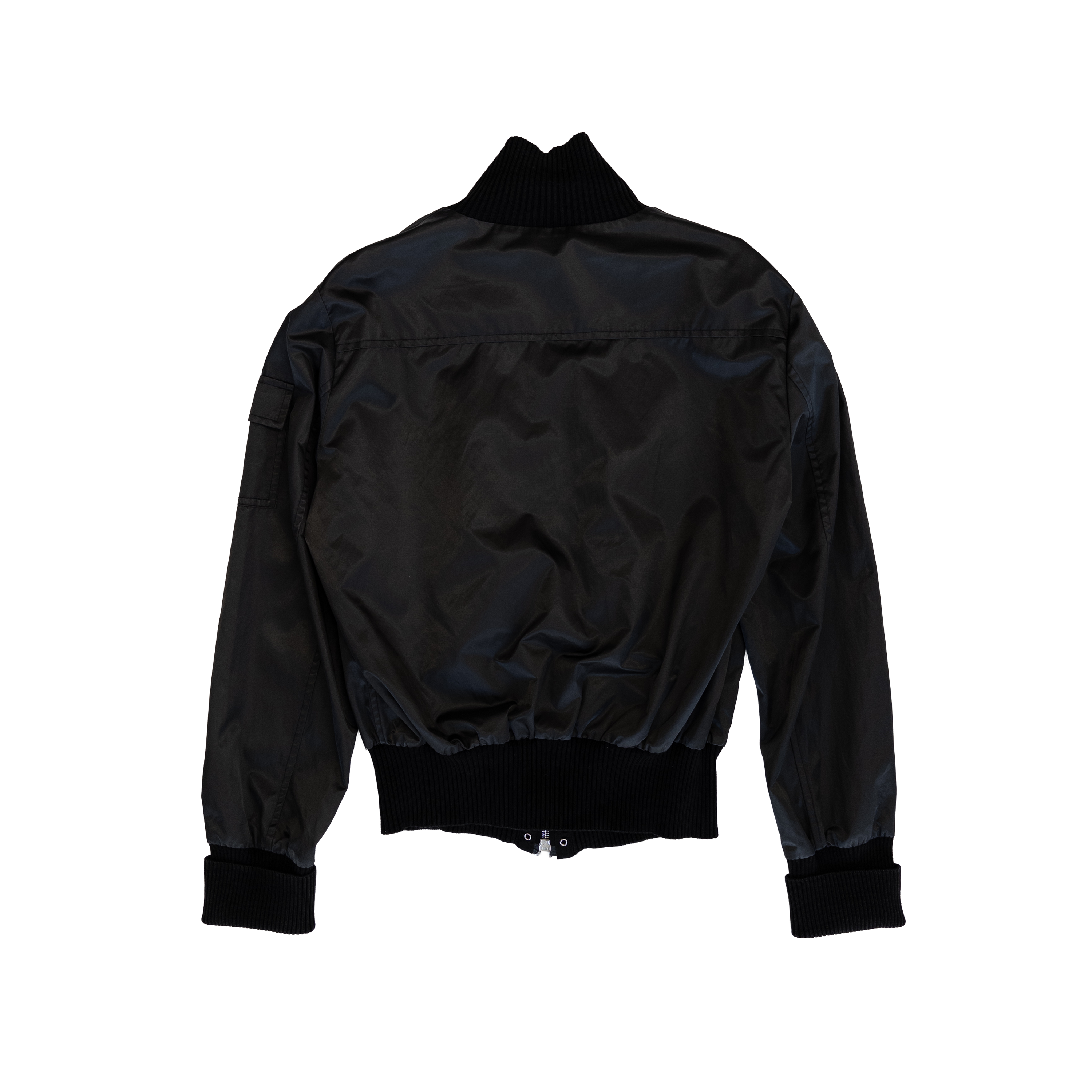 High Neck Zip Nylon Jacket | S | Black