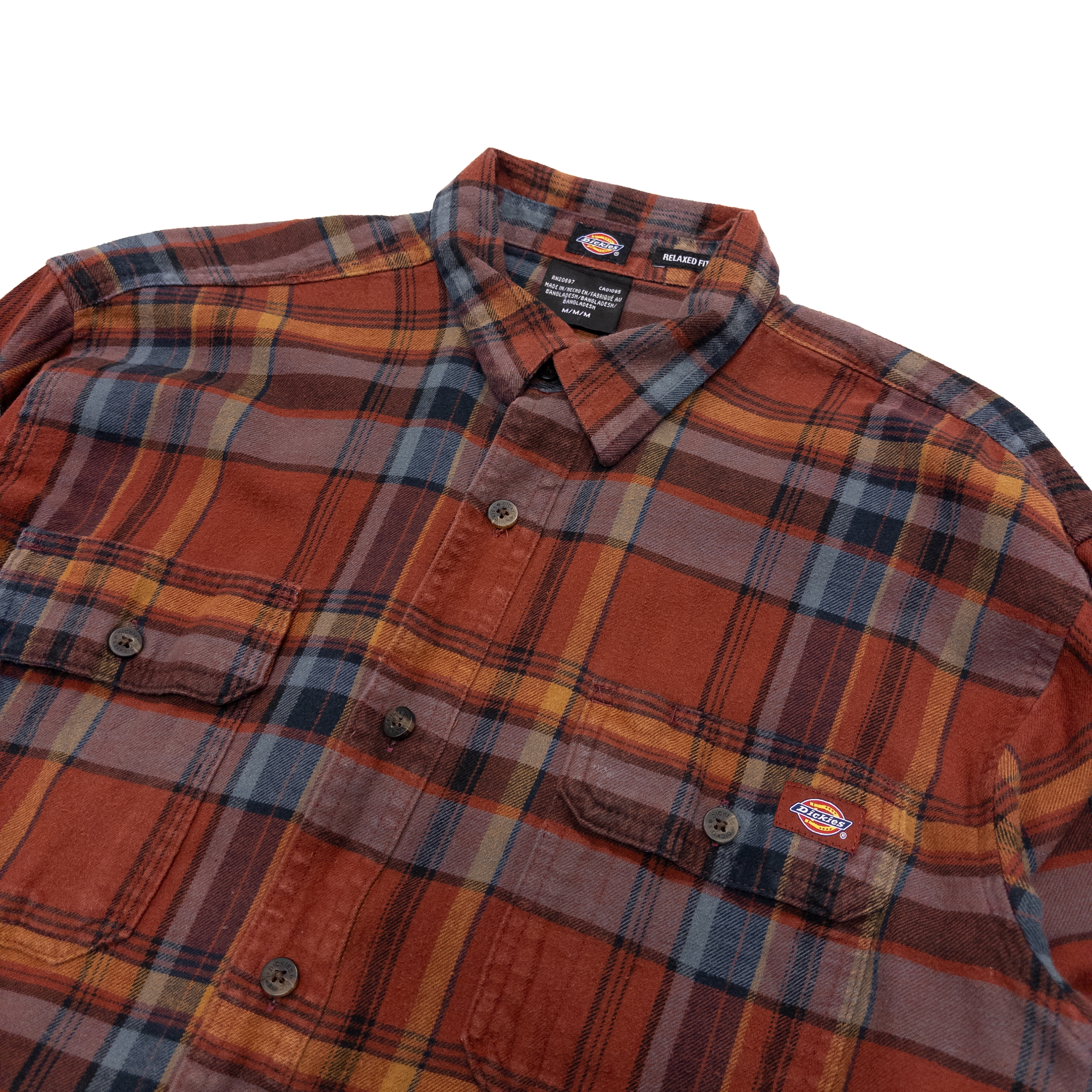 Dickies Tartan Check Long Sleeve Flannel Shirt | M | Brown Check