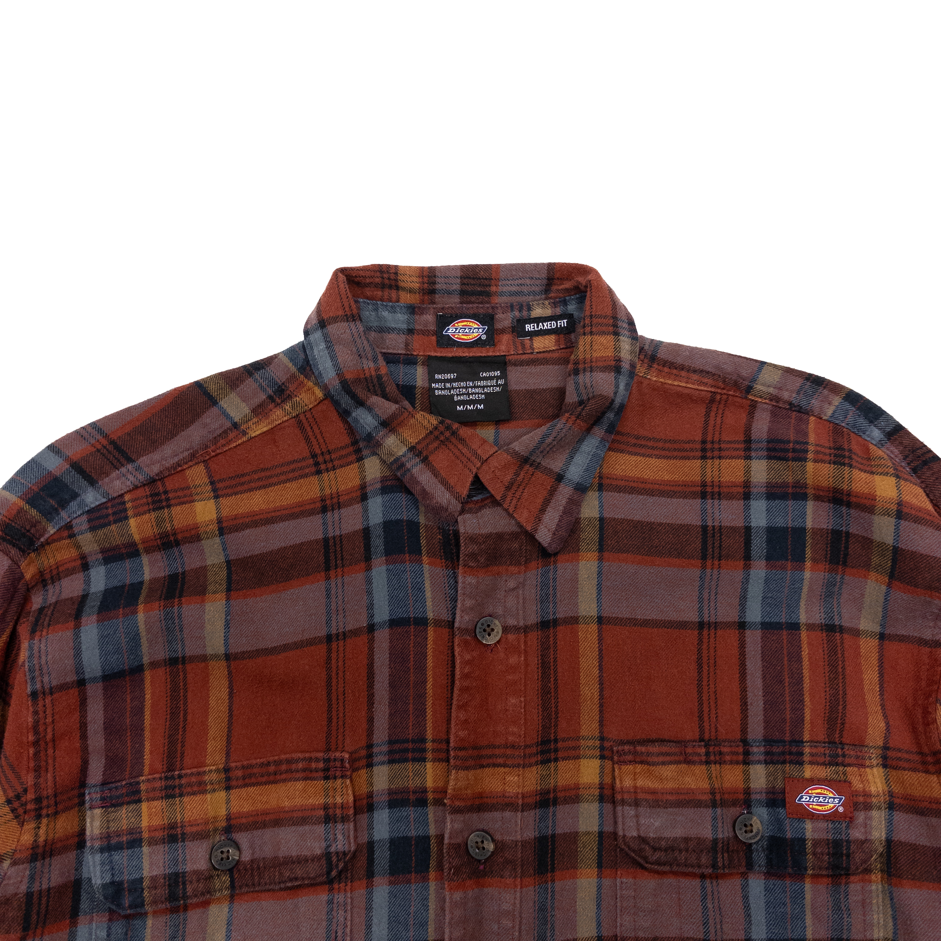 Dickies Tartan Check Long Sleeve Flannel Shirt | M | Brown Check