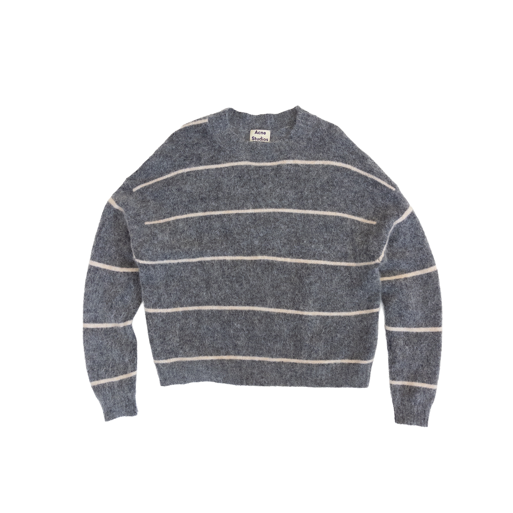 Acne Studios Mohair Striped Crew Neck Knit | S | Grey