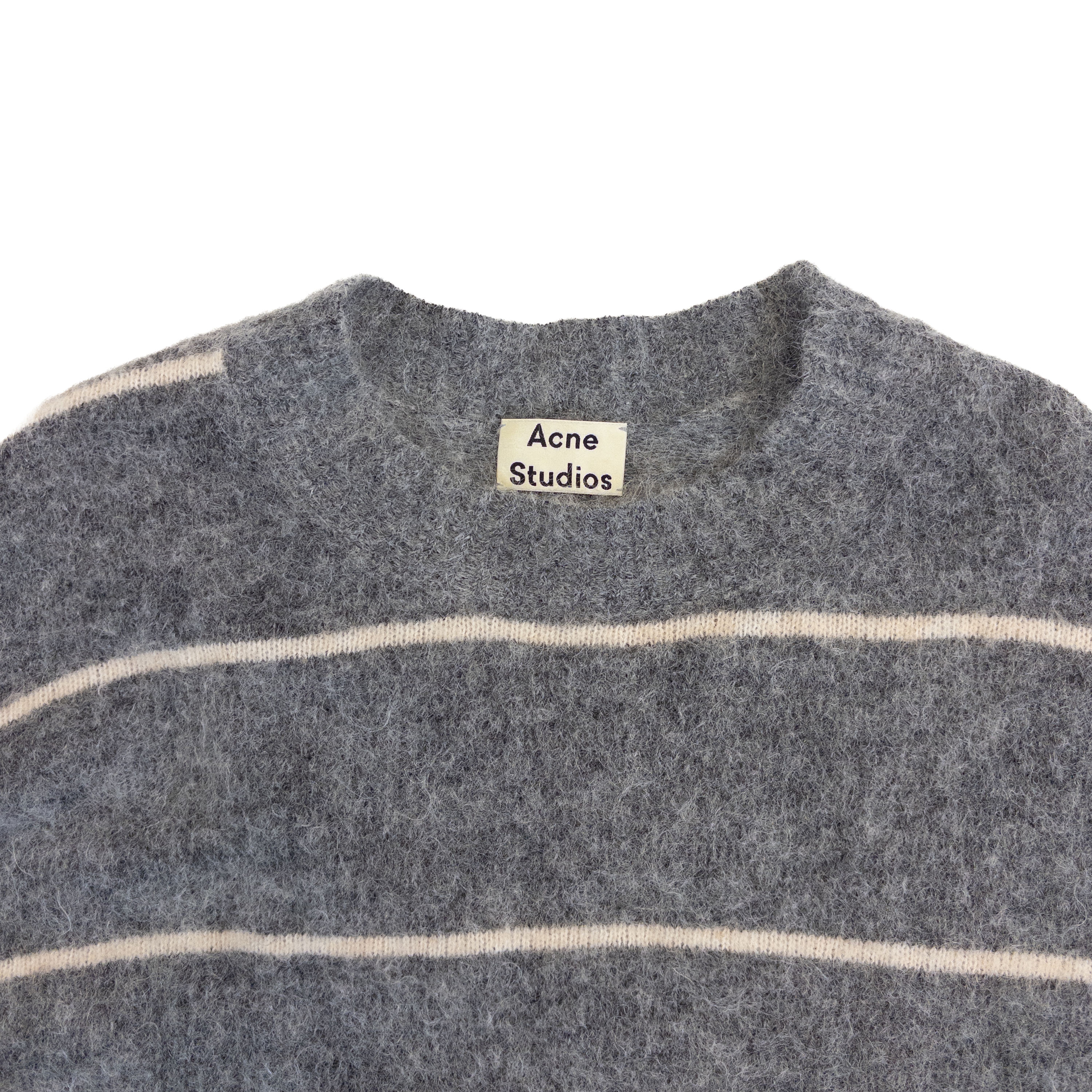 Acne Studios Mohair Striped Crew Neck Knit | S | Grey