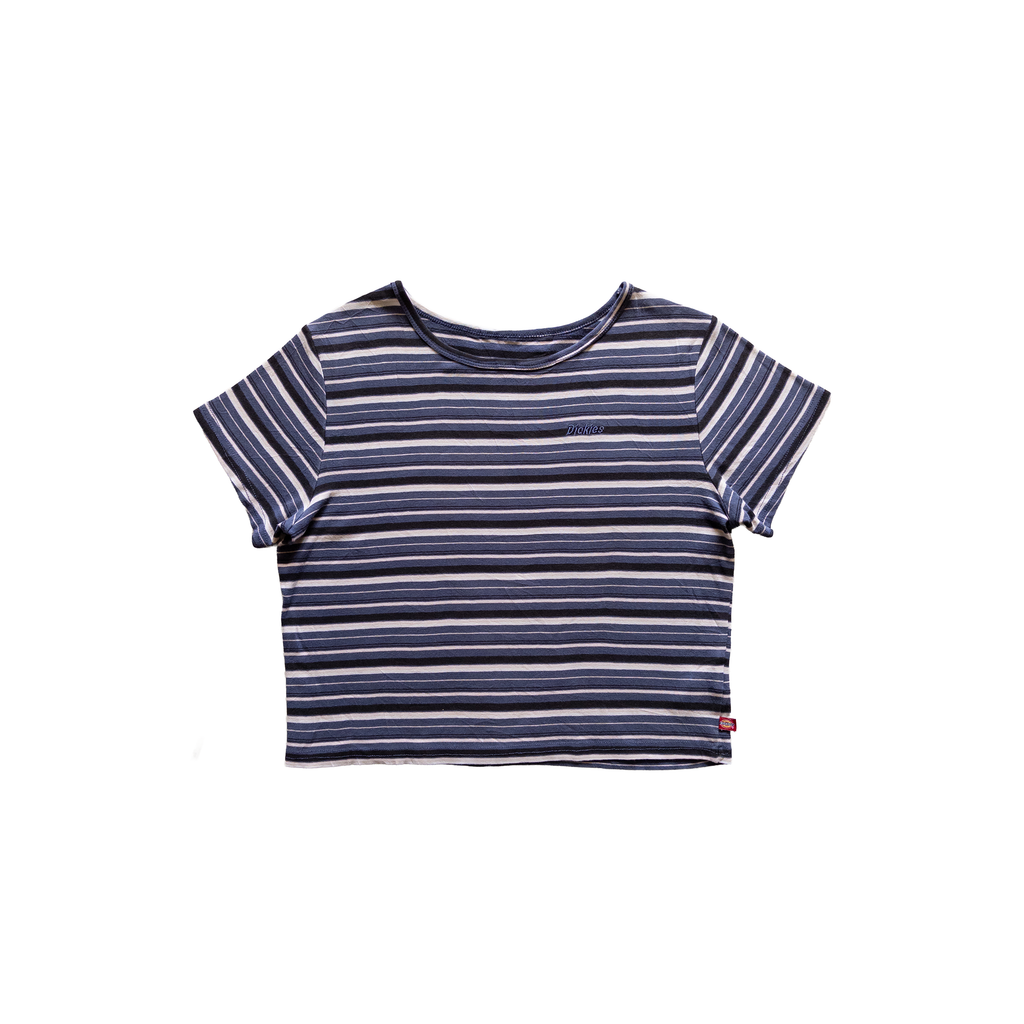 Dickies Striped Cropped T-Shirt | S | Navy Striped