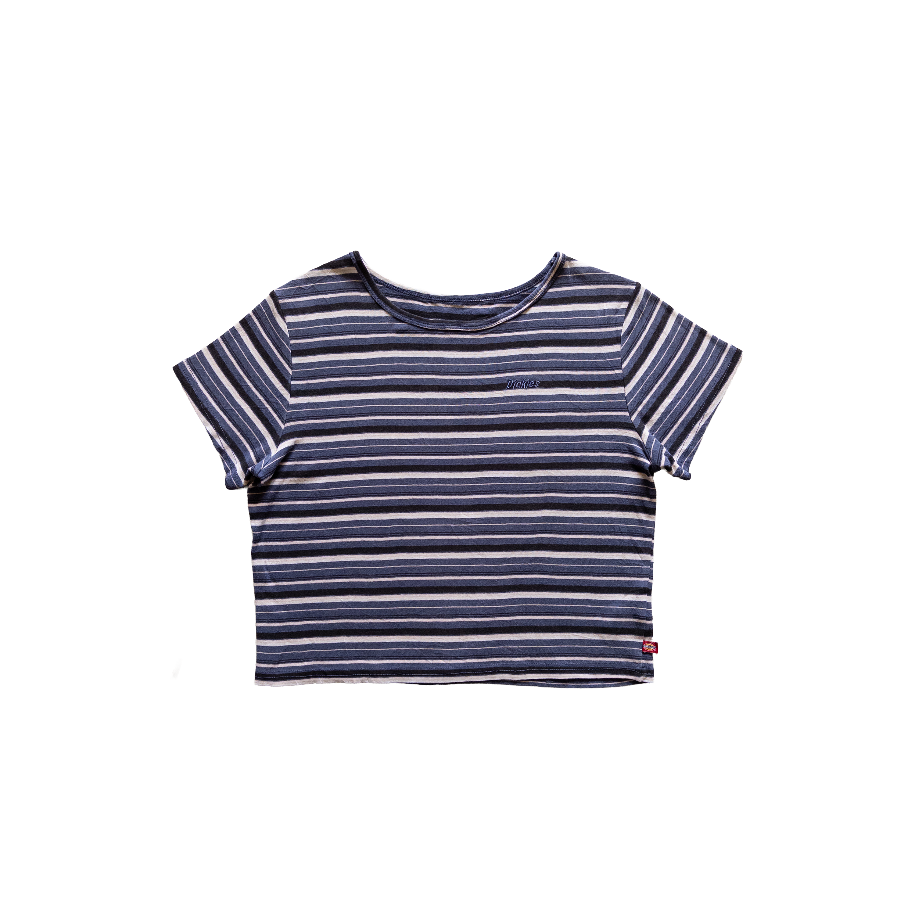 Dickies Striped Cropped T-Shirt | S | Navy Striped