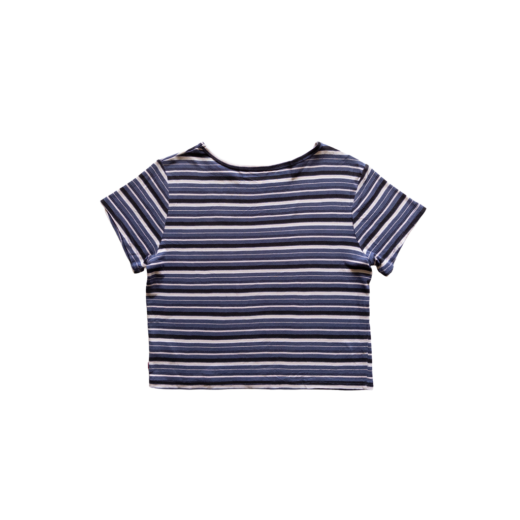 Dickies Striped Cropped T-Shirt | S | Navy Striped