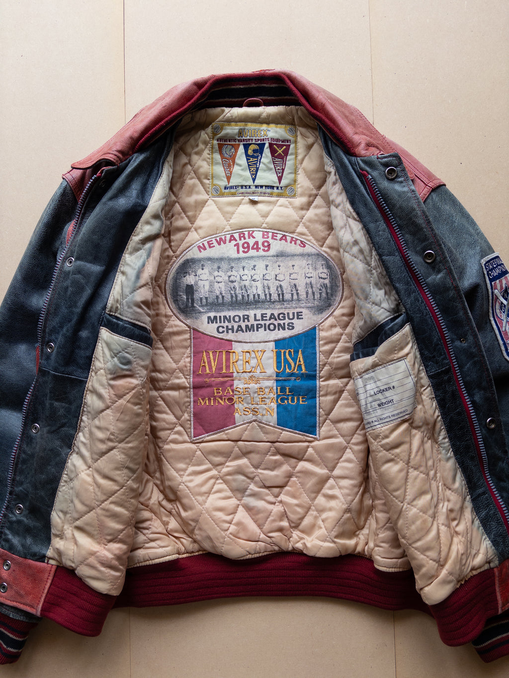AVIREX Leather Varsity Jacket | S-M | Red
