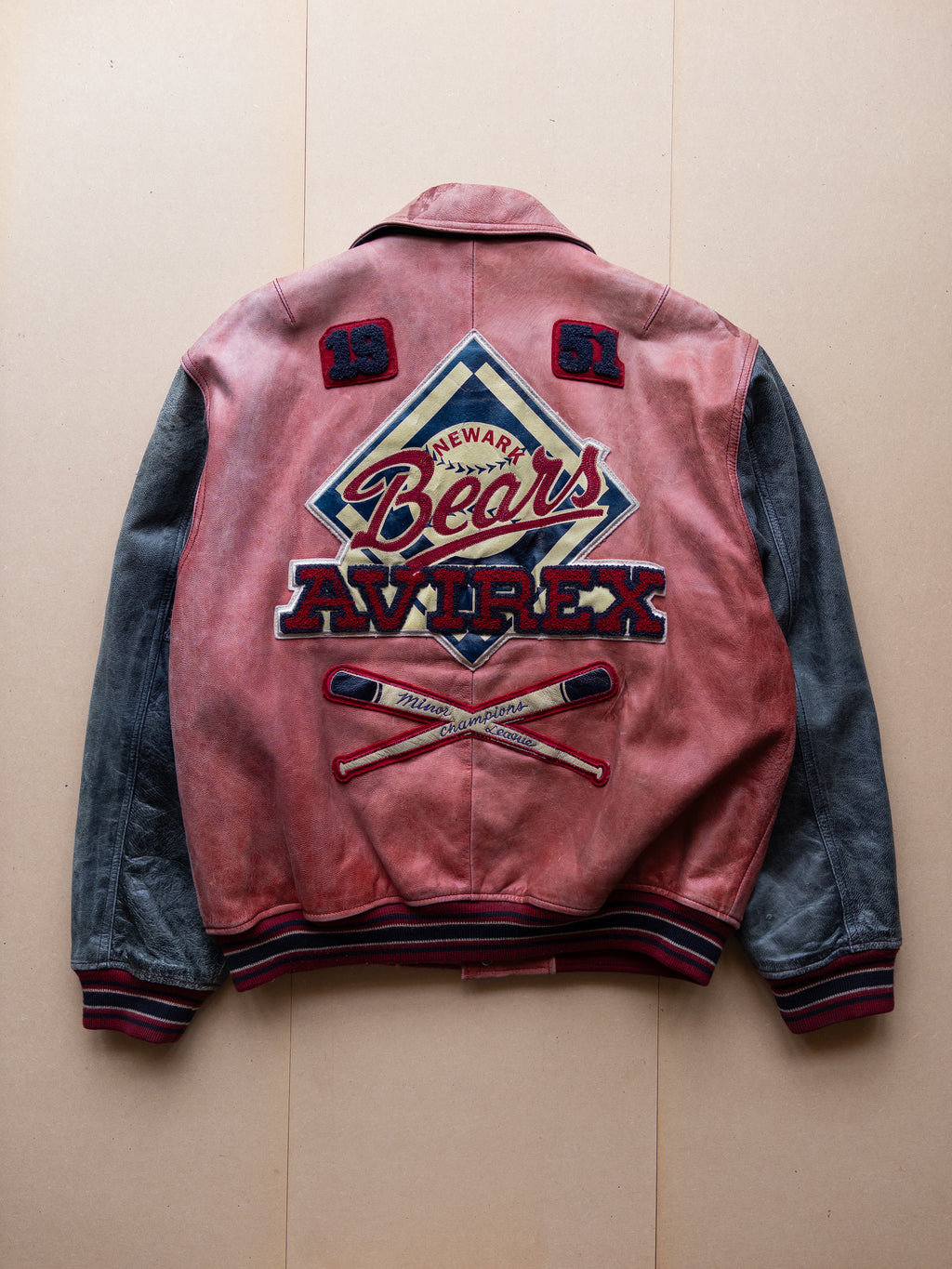 AVIREX Leather Varsity Jacket | S-M | Red