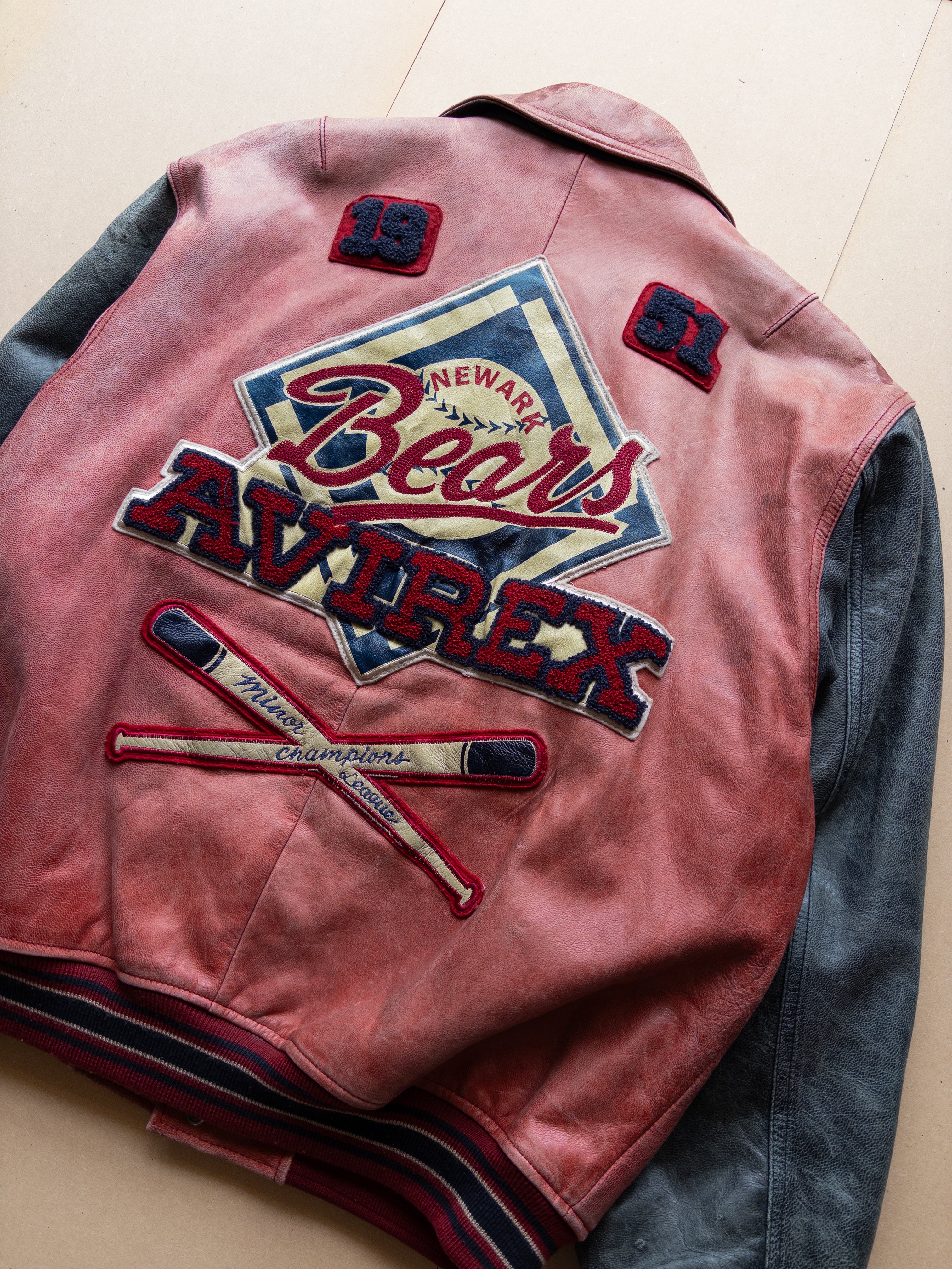 AVIREX Leather Varsity Jacket | S-M | Red