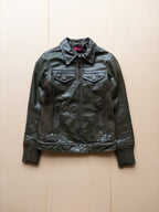 AVIREX Women's Leather Zip-up Jacket | S | Dark Green