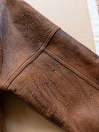 AVIREX Leather Varsity Zip-up Jacket | S-M | Brown