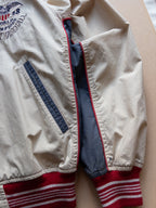 AVIREX Leather Collar Button-up Varsity Jacket | M-L | Brown