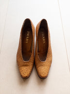 Prada Woven Leather Pumps | 36.5 | Tan