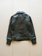 AVIREX Women's Leather Zip-up Jacket | S | Dark Green