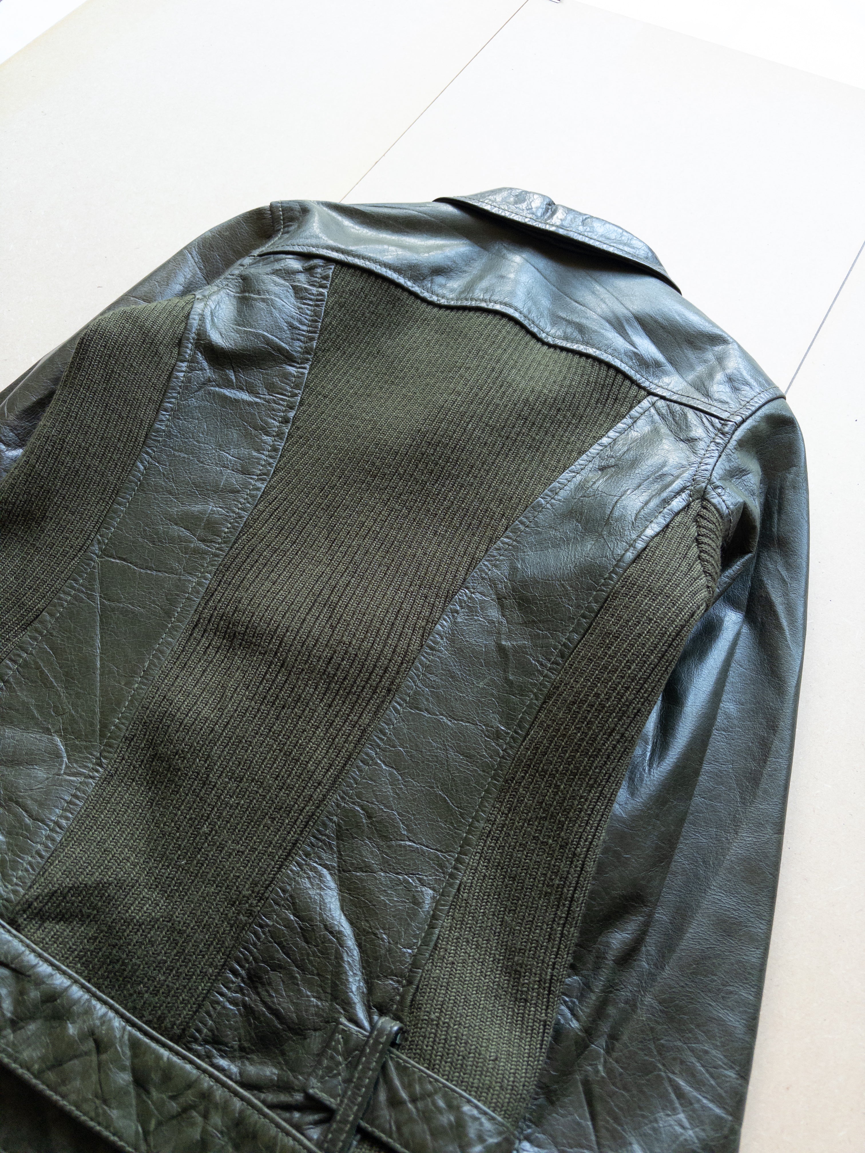 AVIREX Women's Leather Zip-up Jacket | S | Dark Green