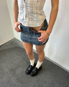 Bloom Darkness Mini Skirt | Mid Wash